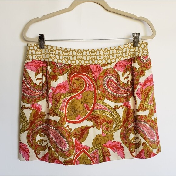Milly Paisley Print Silk Mini Skirt Size 10 - Picture 1 of 8